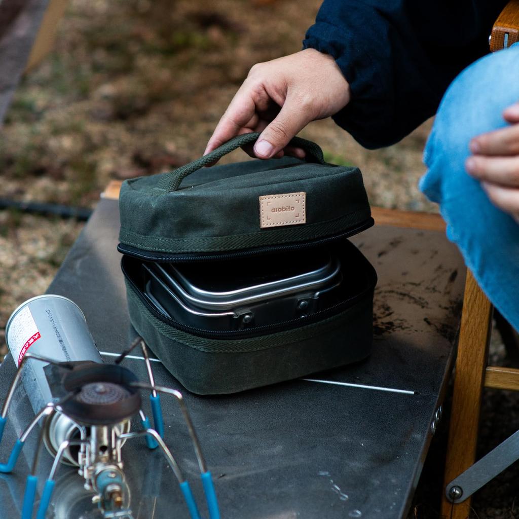 asobito Cooker Square Olive Cooking Tools Storage Storage Natural Cotton Canvas Kitchen Camping Case, Case, Bag, 100% Materials, Case, Authenticity,