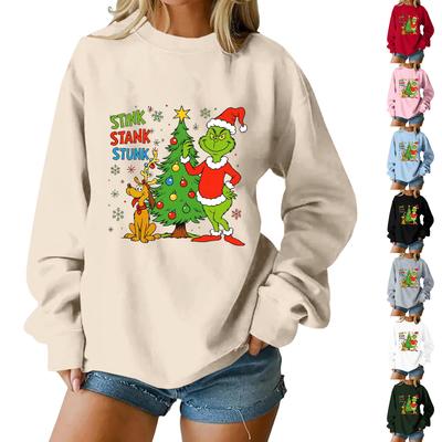 Женский свободный удобный повседневный модный свитшот с круглым вырезом и длинными рукавами с принтом персонажей