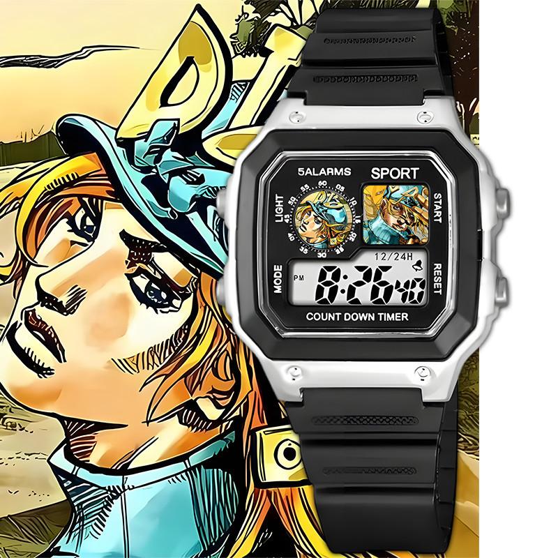 "JOJO's Bizarre Adventure Диего Электронные Часы Спортивные Цифровые Наручные Часы для Учеников Средней Школы с Будильником Мужские"