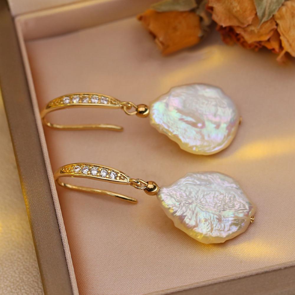 Серьги SENIKO с натуральным пресноводным большим жемчугом в стиле барокко, модные серьги-капли с кубическим цирконием и жемчугом для женщин, вечерние ювелирные изделия