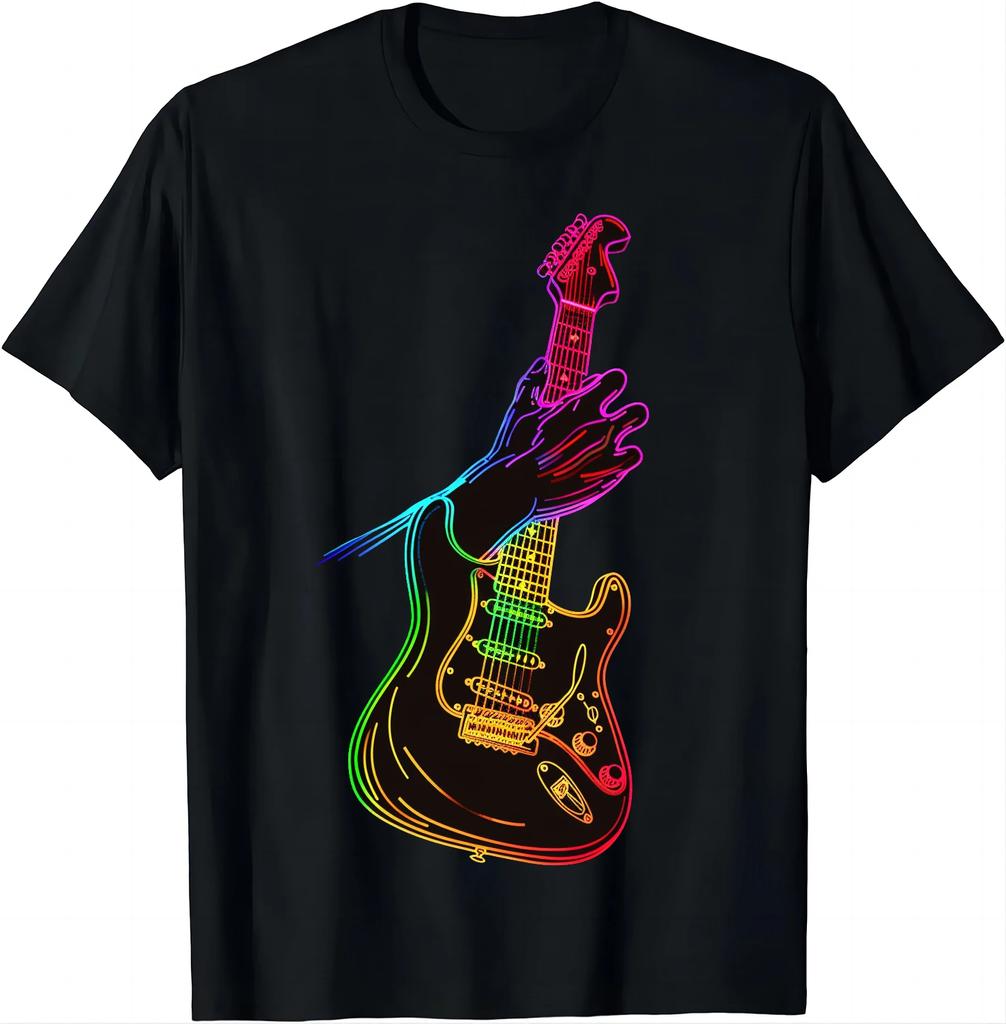 Electric Guitar Tee Fingertips of Rock T Shirt Graphic T Shirts Unisex Clothing Tops Vintage T Shirt Camisas Streetwear Harajuku