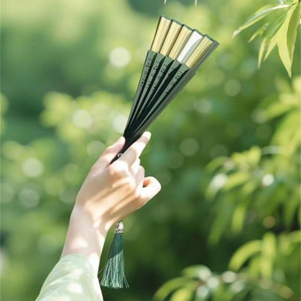 Hollow Carving Retro Hand Fan Gradient Color Dance Fan Bamboo Folding Fan Gift Giving