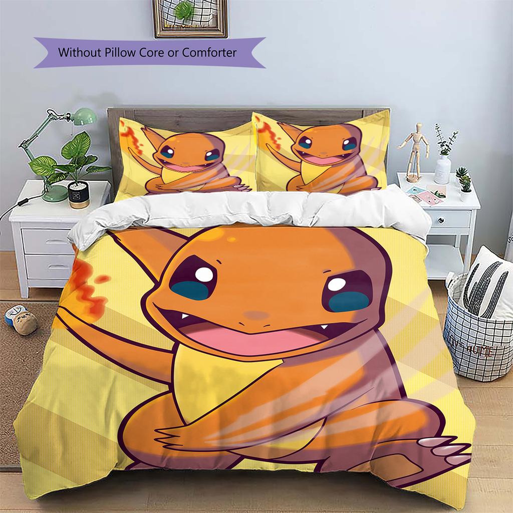 Charmander Pokemon Bedding Set, Fire Type Anime Character Bedroom Decoration, Stylish Home Gift Choice.chl