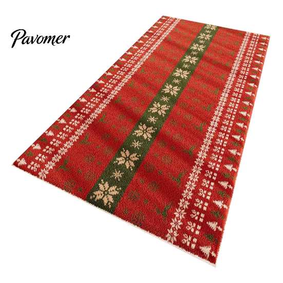 Indoor Holiday Decoration Christmas Bedroom Rug, Soft Imitation Cashmere Area Non-Slip Washable Festive Cozy Bedside Floor Covering Rug for Entryway,