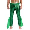 Mens Mermaid Pants King of the Seas Costume Elastic Waist Metallic Shiny Fishscale Print Tights Leggings