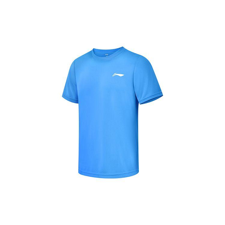 Li Ning Badminton Series Logo Print Crew Neck Short Sleeve T-Shirt Men Tops Sailing-Blue AHST347-6