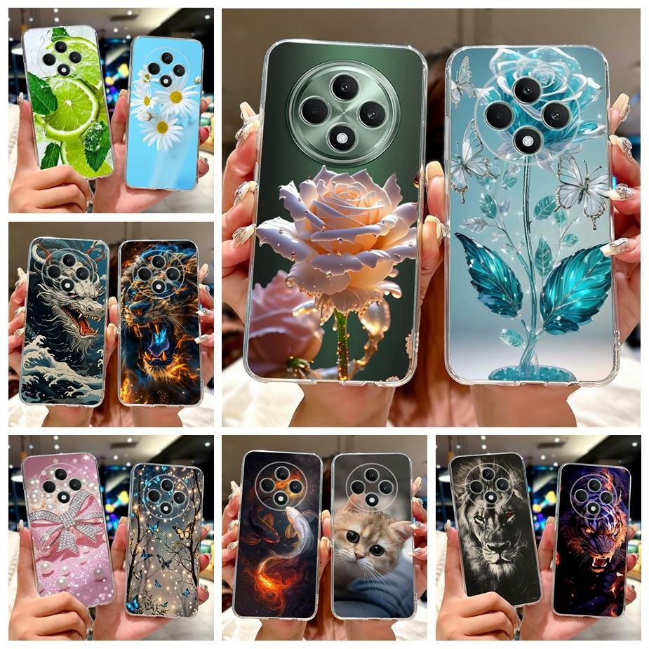 Чехол для Oppo Reno 12F 5G Reno12 FS CPH2637 Цветы Расписная Крышка Мягкий Силиконовый Чехол Для Oppo Reno12 F 4G Reno12F Корпус