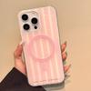 3D Чехол для телефона с магнитной ручкой-держателем Tok, розовые полоски, для iPhone 16 15 17 13 Pro Max, беспроводная зарядка, для Magsafe, подставка, держатель, чехол