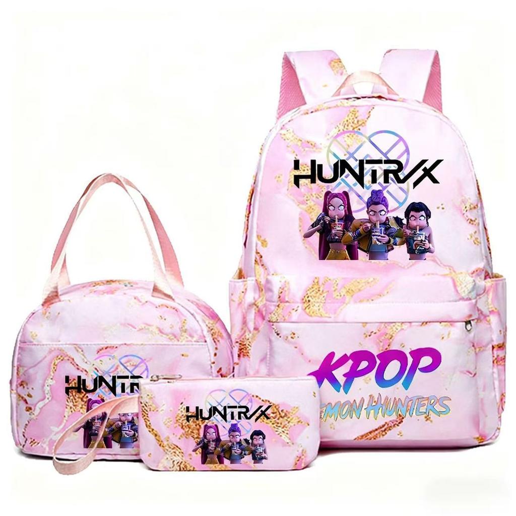 Kpop Охотник на ведьм Рюкзак Сумка-ланч Пенал Набор Студент Анимация Мода Школьная сумка Пенал Сумка-ланч