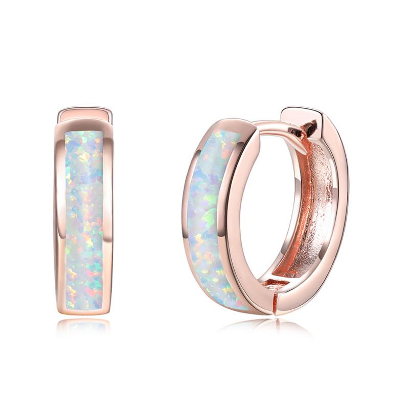 Классические Женские Сине-Белые Опаловые Серьги-Кольца Розовое Золото Серебристый Цвет Свадебные Изящные Свадебные Круглые Серьги-Кольца Для Женщин