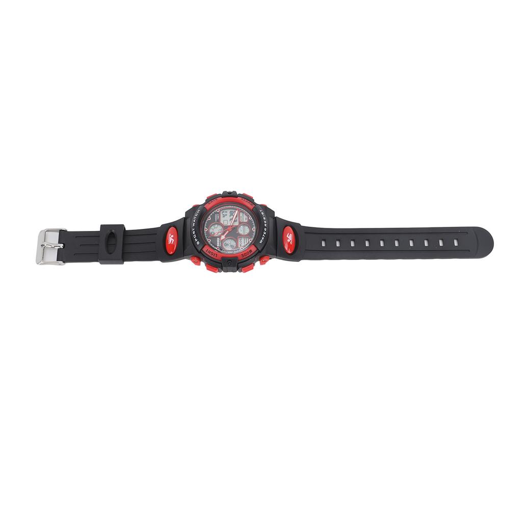 Children Digital Watch Waterproof Dual Movement Multifunctional Soft PU Strap LED Watch