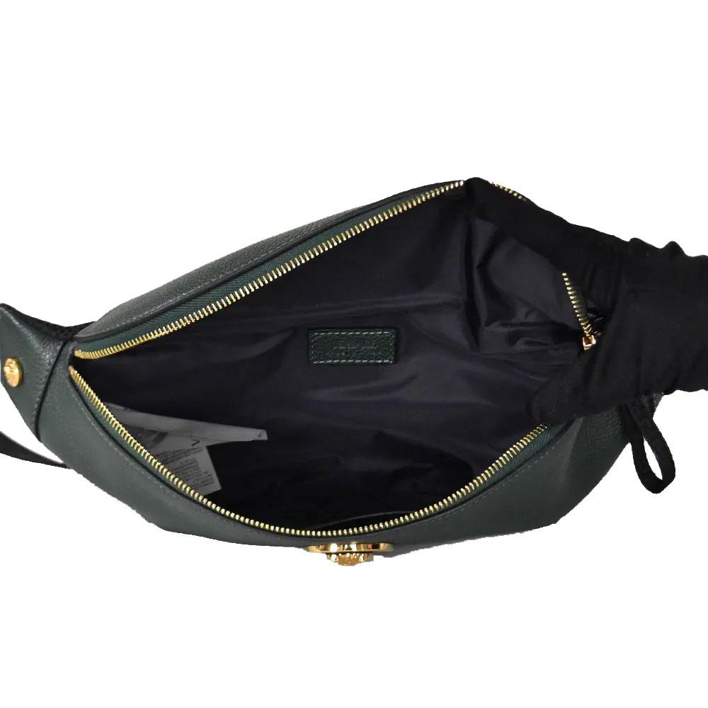 Versace Medusa Head Zipper Leather Shoulder Crossbody Waist Bag Men bags Green 1002884-1A02187-2G82V