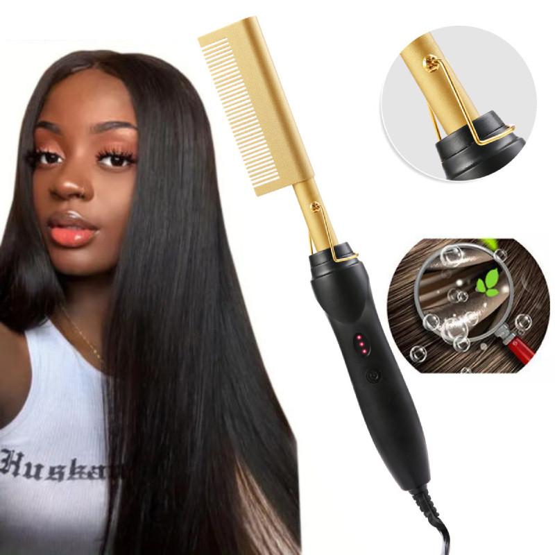 Hair Hot Comb Straightener Professional Press Comb Electric Curler Portable