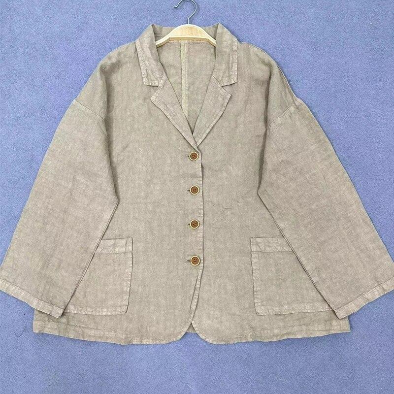 Johnature Весенние винтажные простые куртки с отложным воротником, простые повседневные свободные универсальные карманы на пуговицах, женские пальто