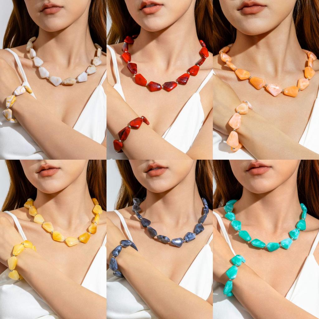 Ретро акриловая смола специальной формы бусы ожерелье, темперамент универсальный легкая роскошь цепочка на шею