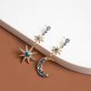 Silver Needle Retro Palace Blue Crystal Star and Moon Earrings - Sparkling High-End Aesthetic Jewelry for Women