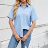 Женская модная однотонная рубашка с короткими рукавами и карманом на пуговицах