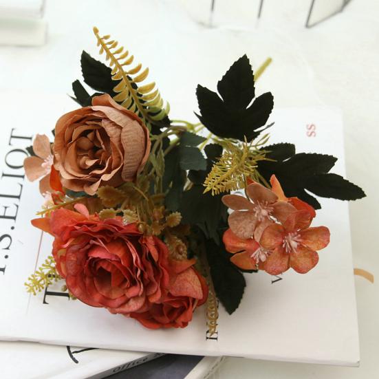 Искусственное растение с высокой имитацией, декоративное украшение, не требующее ухода, простой цветок розы, искусственное растение, букет на день рождения для офиса