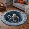 Страшный Подарок на Новоселье Круглый 3D Хэллоуинский Ковер, Коврик с Оптической Иллюзией, 24" 32" Жуткое Украшение Комнаты Жуткий Нескользящий Коврик для Гостиной