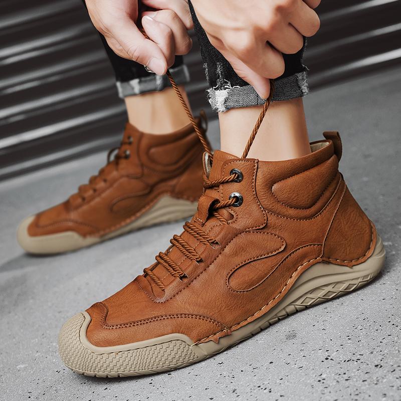 Кожаные мужские ботинки ручной работы, повседневная кожаная обувь из натуральной кожи, мужские ботильоны