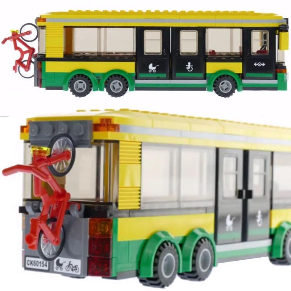 Городской автобусный вокзал, классические строительные блоки, 02078, совместимые с 60154, модель газетного киоска, кирпичи, игрушки, без коробки