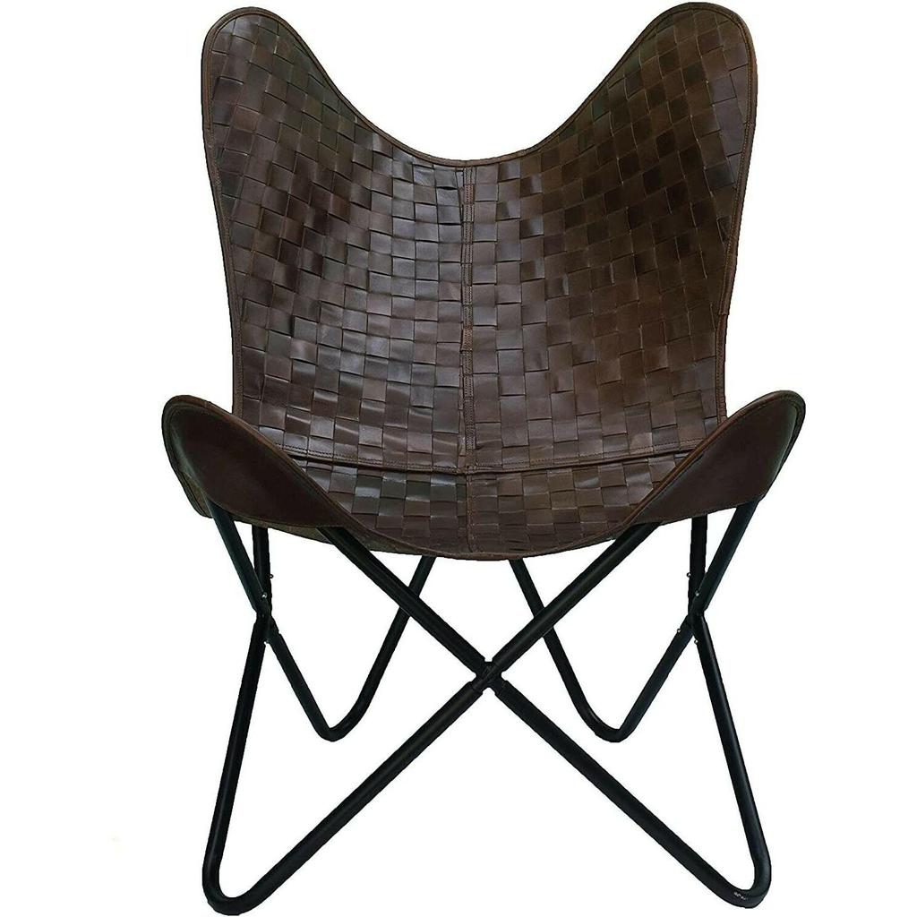 Коричневое кресло ручной работы из кожи буйвола для офиса, дома, современной гостиной с акцентом в форме бабочки