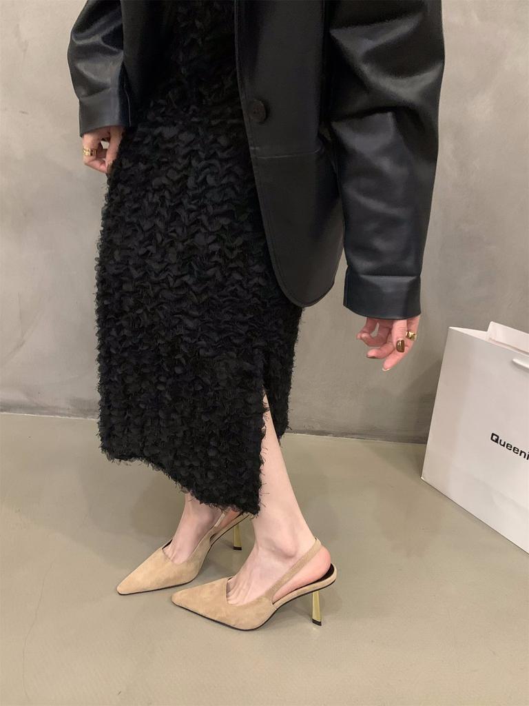 Niche French сандалии с острыми носами на высоком каблуке, туфли-мешки, новинка весны и лета 2025 года, светские туфли для светских львиц