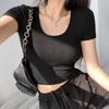 Navel-baring Short-sleeved T-shirt for Women Summer High-waisted Short Style New Hot Girl Short Outfit Sexy Discreet Top Bottoming Shirt
