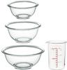 Iwaki AGC Techno Heat Resistant Glass 3 Piece Includes Measuring Wide Mouth Design for Easy Mixing of Low Center of Gravity Design for Easy Stability