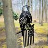 Eagle Flag Tree Stake Metal Animal Silhouette Decoration Garden Decor Animal Sign with Stake for Garden Tree Fence Post Outdoor Decor