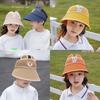 Summer Kid Breathable Sun Hat Wide Brim Cartoon Bear Sunshade Outdoor Activities