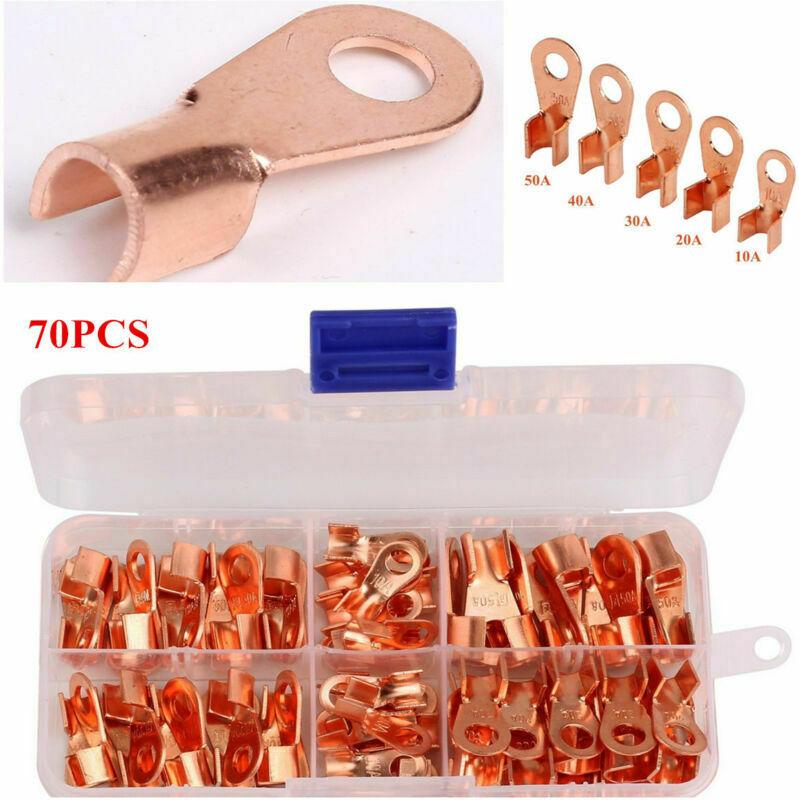 70x 5Type Auto Car Open Barrel Wire Crimp Connector Copper Ring Lug Terminal Kit