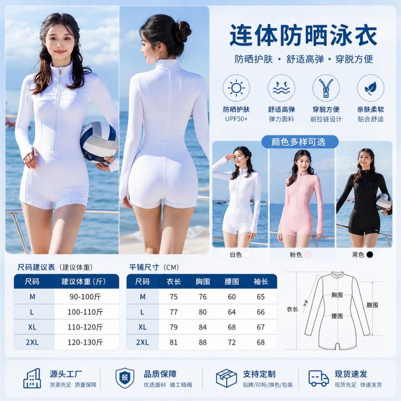 Womens UV Protection Full Coverage Diving Suit With Half Zipper Conservative Cut Swimwear Snorkeling Water Sports