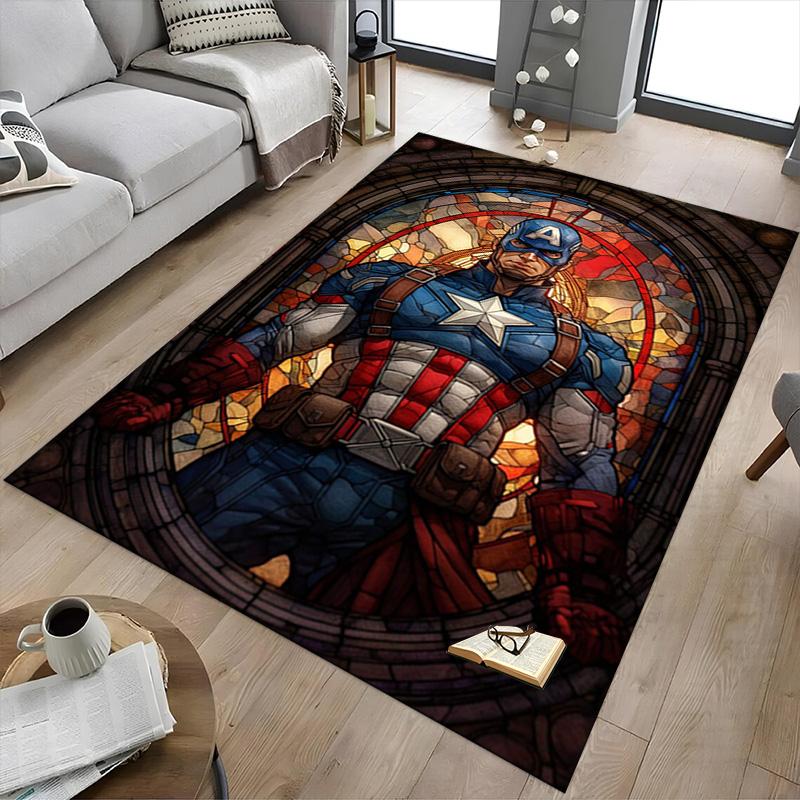 Glass Captain America Carpet For Playroom Bedroom Living Room Sofa Home Decorkids Game Area Rug Nonslip Floor Mat