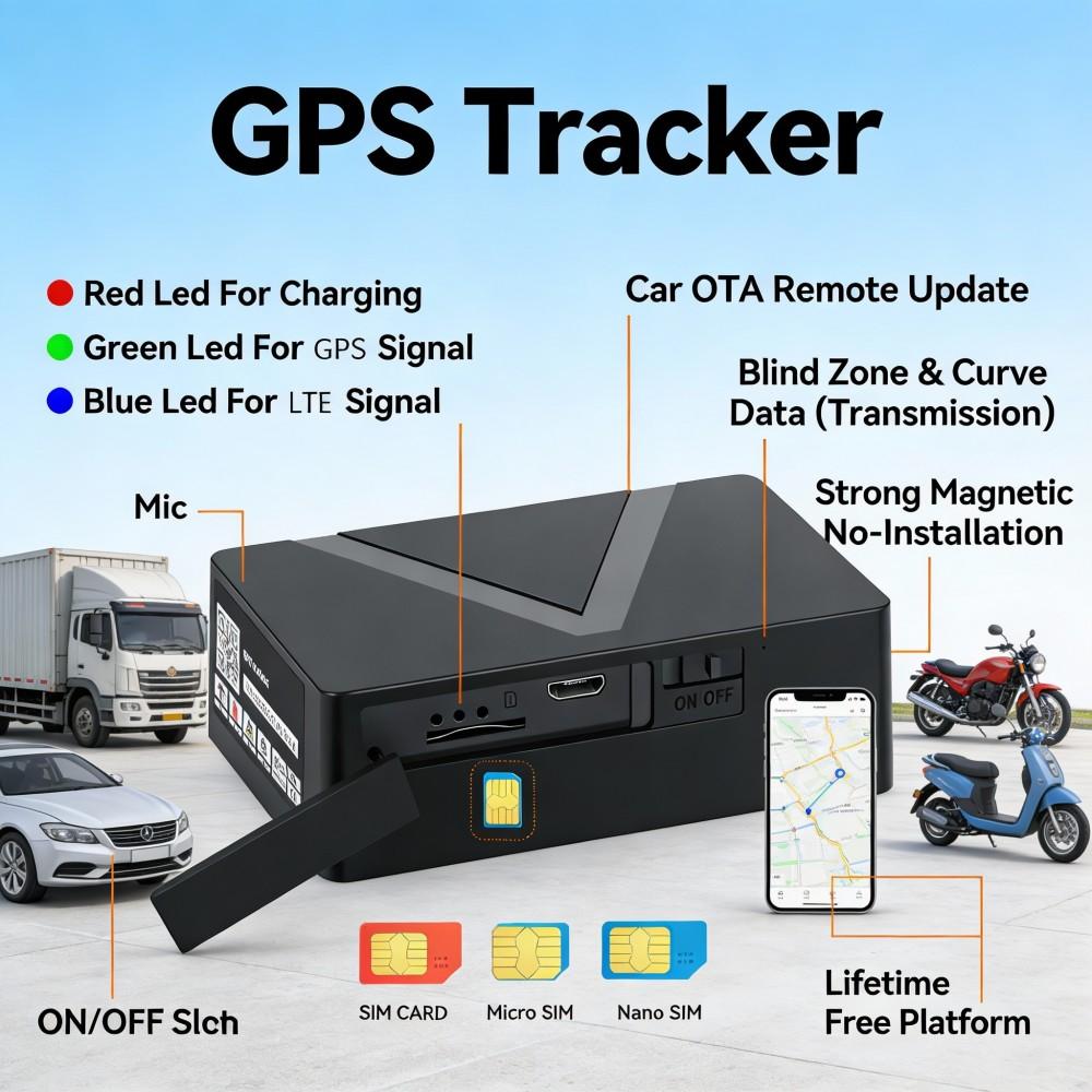 Strong Magnetic 4G GPS Tracker - Global Positioning for Japan, Korea, USA (Unlimited Range & No Installation)