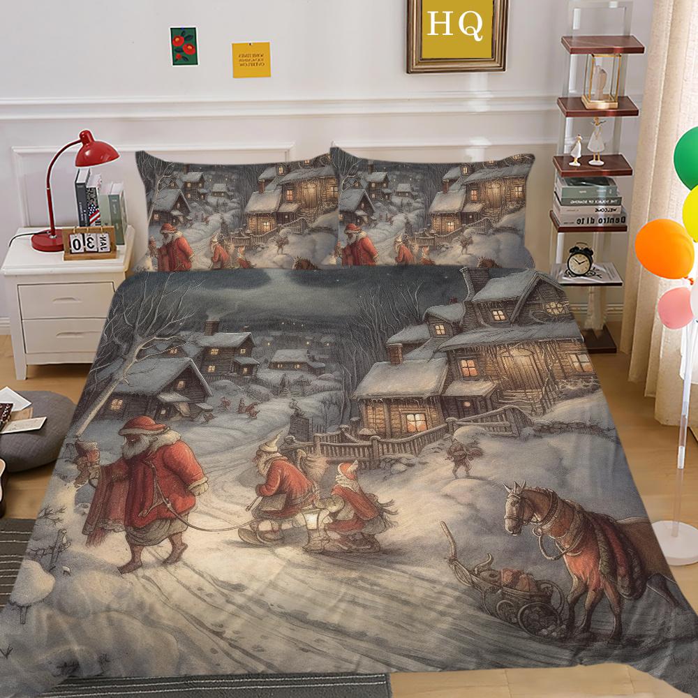 Christmas Printed Single Size Bed Set Cover Superior Highend Cartoon Design Children Teen Home Textiles