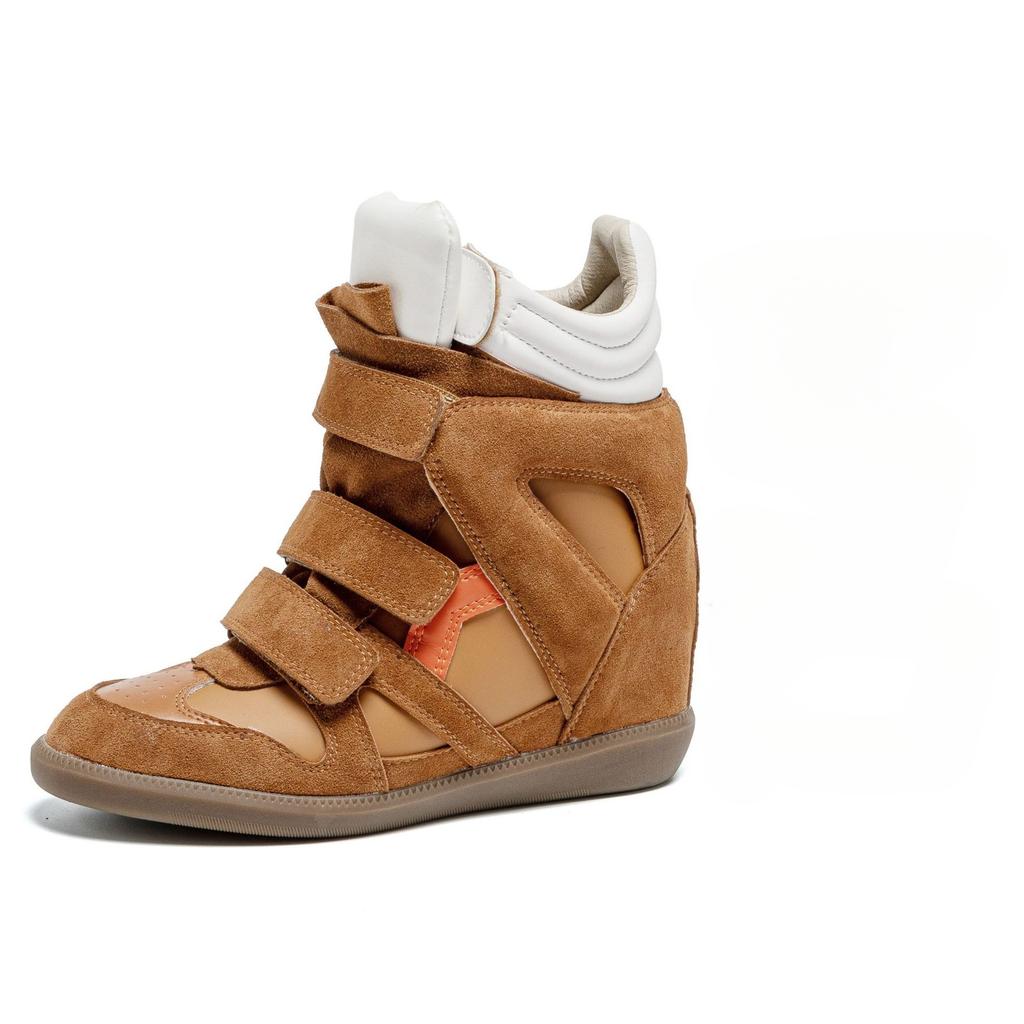 Профессиональные женские ботинки с увеличением внутренней высоты 8 см, высокие, на танкетке с увеличением внутренней высоты, повседневная обувь на липучках, версия для невысоких женщин