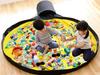 Toy basket, blocks with mat, organizer, bag, container with lid, handles