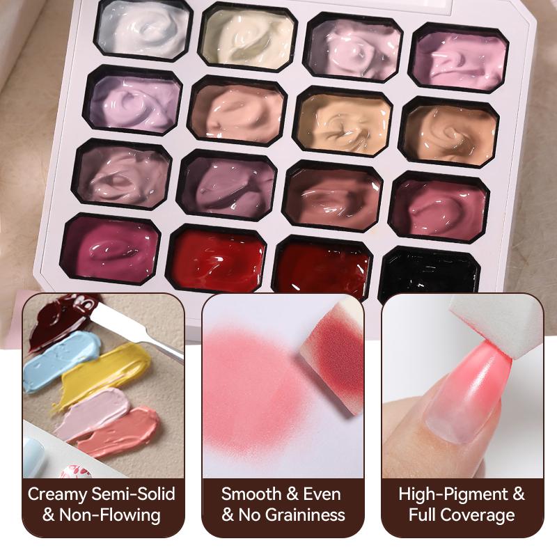 UR SUGAR 4 in 1 16 Colors Pat Painting Gel For Gradient Stamping Drawing Pattern UV/LED Gradient Patting Gel Palette