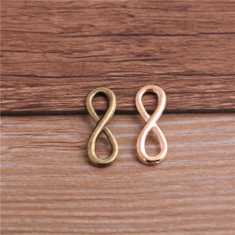 Шарм-коннектор "Бесконечность" для плетеных браслетов DIY, 23*8 мм, цинковый сплав, 3 цвета