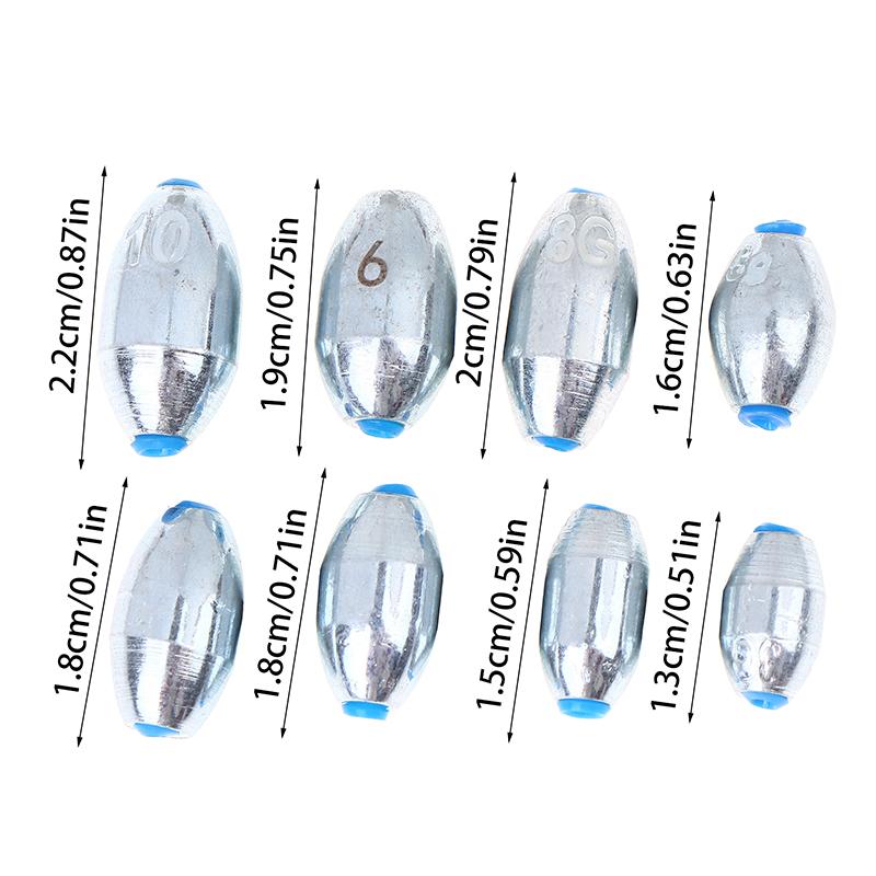 20Pcs Alloy Carbon Steel Hollow Olive Fishing Sinkers Assorted Weights 3g-10g Pack of 8 Fishing Accessories