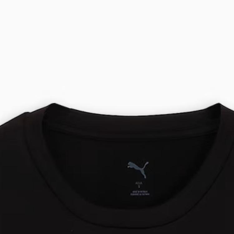 Puma Модная однотонная дышащая универсальная влагоотводящая мягкая приятная к коже футболка с коротким рукавом обычного кроя для женщин Топы Черный 527034-01