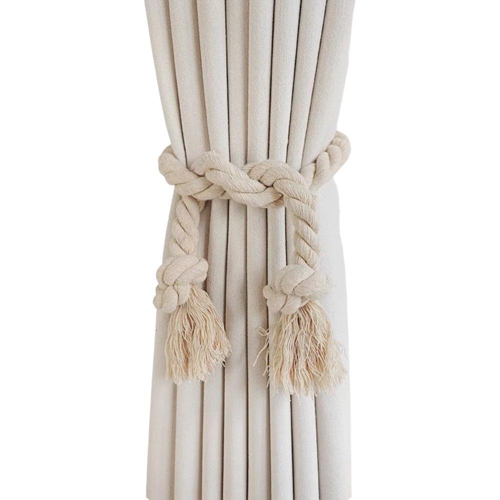 Solid Color Curtain Rope Cotton Material Cotton Rope Buckle Curtain Holder Clips for Curtains