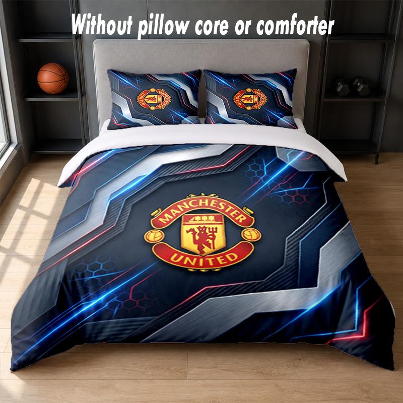Дизайн Manchester United Постельное белье 1 пододеяльник + 2 наволочки Мягкое дышащее домашнее постельное белье
