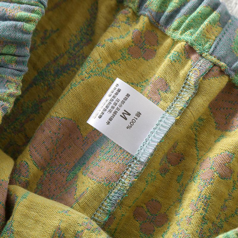 Весенняя ретро-жаккардовая пижама женская из хлопчатобумажной марли в национальном стиле с диагональной планкой, рукавом семь четвертей, брюками девять четвертей, комплект домашней одежды