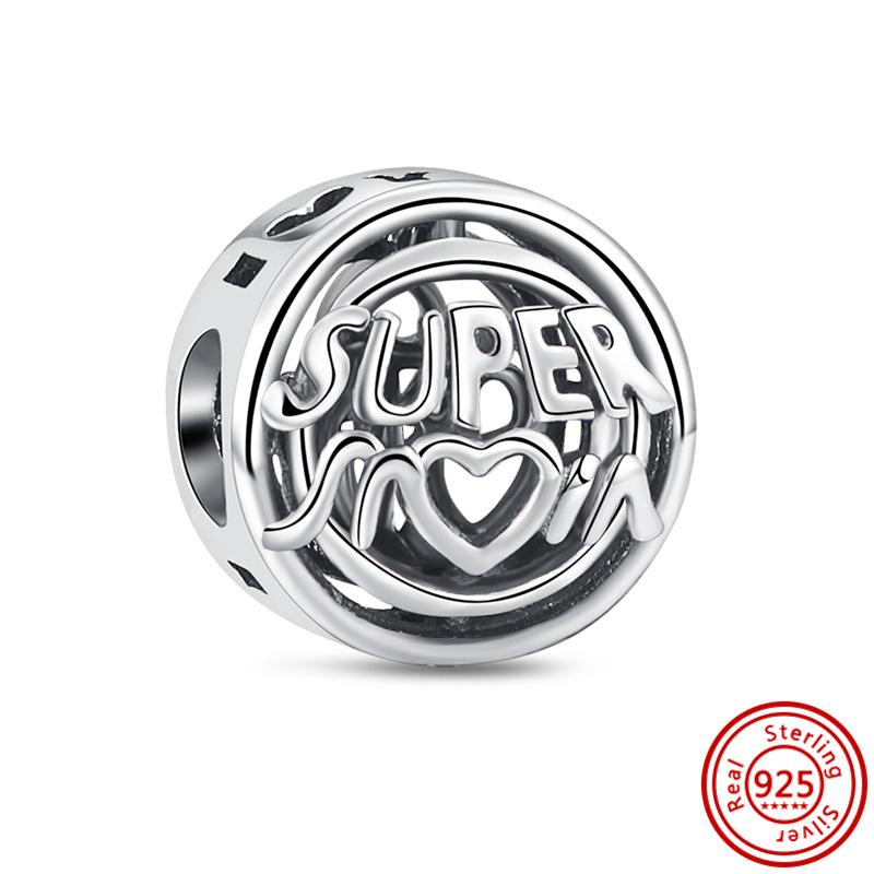 100% стерлингового серебра 925 пробы, подвеска для мамы, бусины в форме сердца навсегда, подходят оригинальные модные подвески, браслет, ювелирные изделия своими руками, подарок на день матери