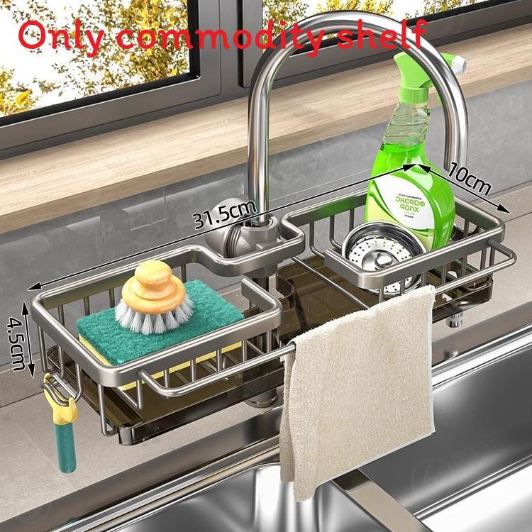 Aluminum Kitchen Sink Water Drain Organizer With Removable Tray For Home Use