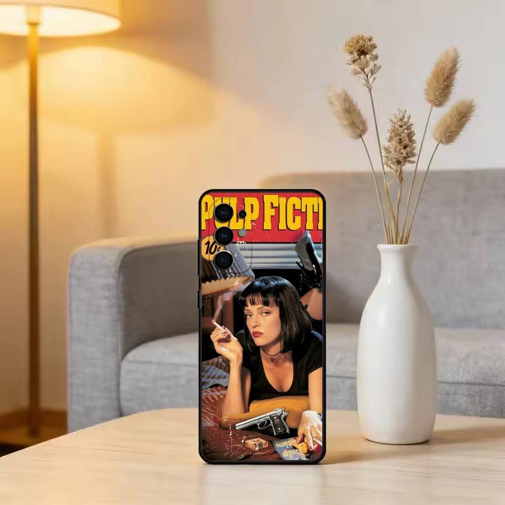 Чехол для телефона P-Pulp F-Fiction Movie для Samsung S25, S24, S21, S22, S23, S30, Ultra, S20, Plus, Fe, Мягкий силиконовый черный чехол