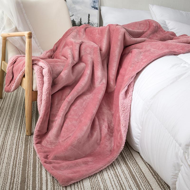 Двухслойное одеяло Xianci из натуральной шерсти ягненка и кораллового флиса для дивана и офиса