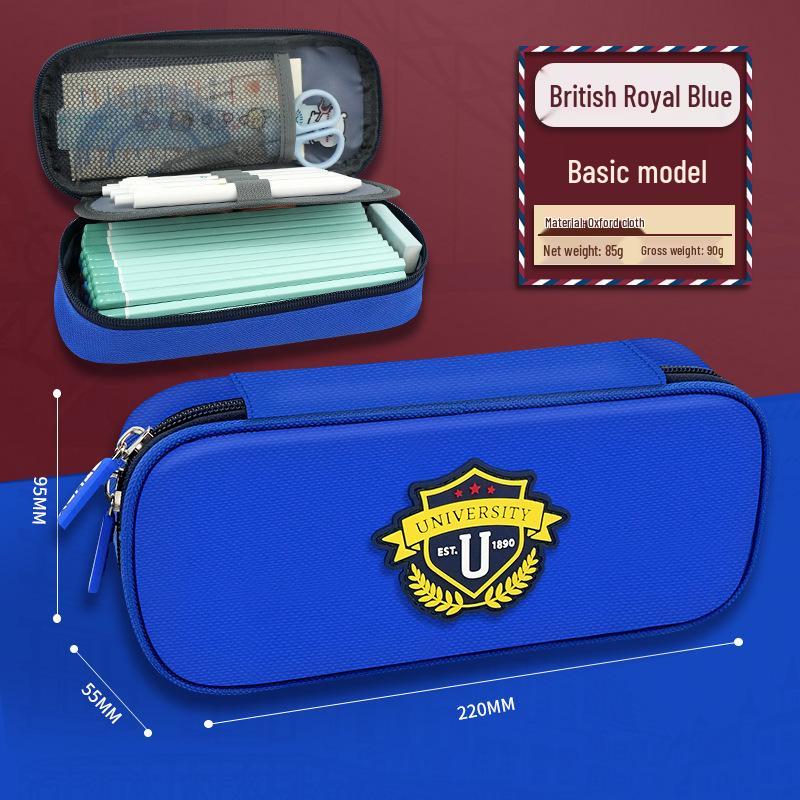 Британский стиль трехслойный холщовый пенал - Вместительная сумка для канцелярских товаров для студентов